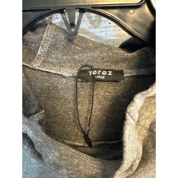 Terez Gray & Black Hooded Long-Sleeve Top Size L - Picture 2 of 3